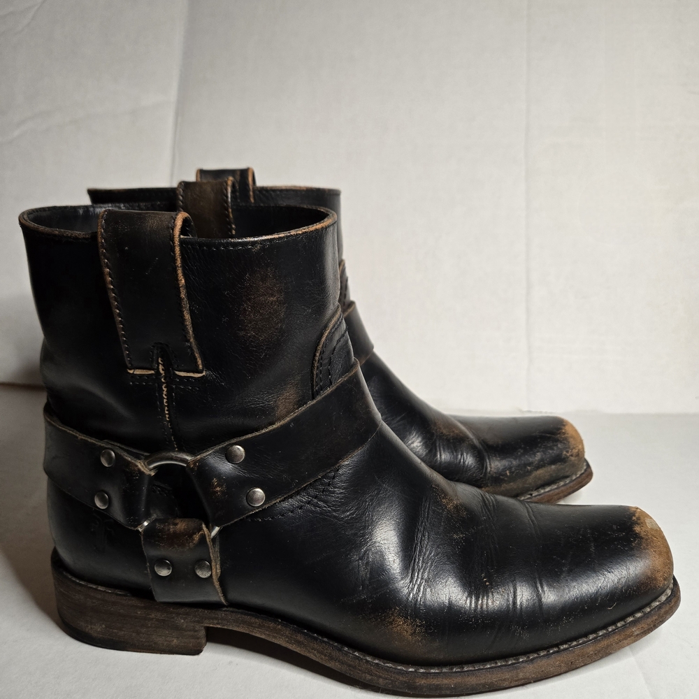 Frye Black Leather Ankle Boots